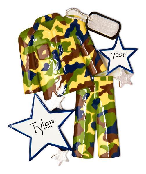 Army uniform with Dog Tags -Personalized Ornament