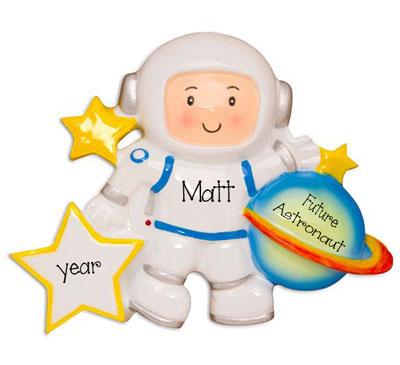 Astronaut with Planet-Personalized Christmas Ornament