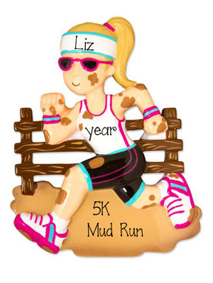 Female Mud Runner-Personalized Christmas Ornament
