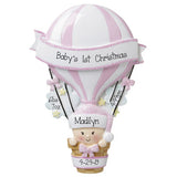 Hot air balloon girl, baby's 1st christmas personalized ornament