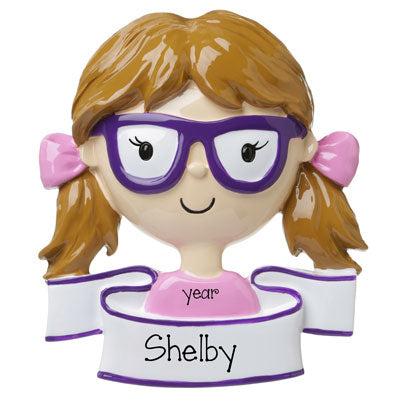 GIRL Wearing Purple GLASSES Personalized Ornament