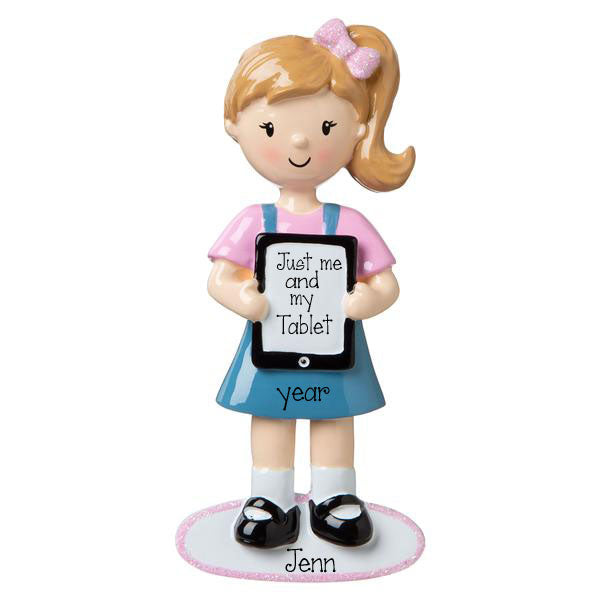 Little Girl Holding Her Tablet-Personalized Ornament