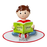 Little Boy reading a Book-Personalized Ornament