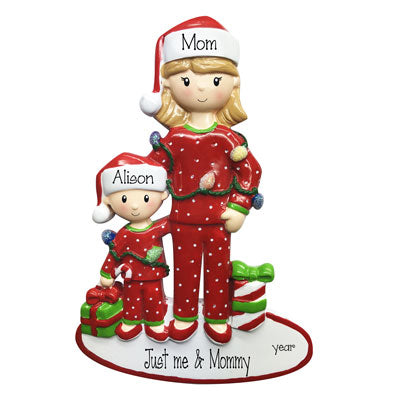Single Mom with one Child-~Personalized Christmas Ornament