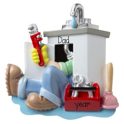 PLUMBER UNDER THE SINK PERSONALIZED CHRISTMAS ORNAMENT