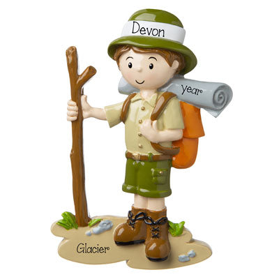 Personalized Male Hiker Ornament