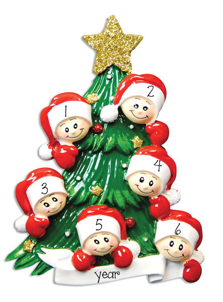 Family of 6 Christmas Tree~Personalized Christmas Ornament