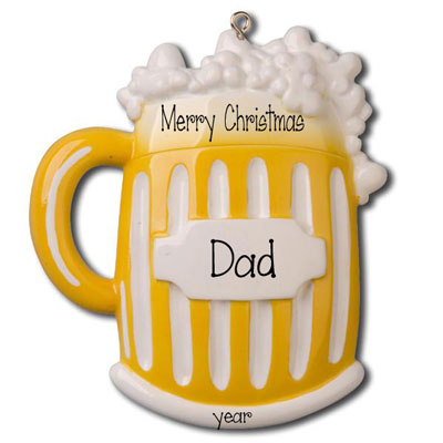 A Yellow mug of Beer for DAD -Personalized Ornament