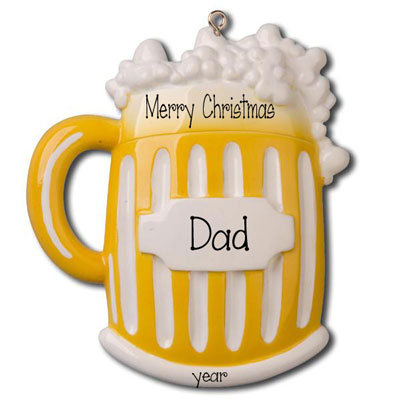 Mug of Beer for Dad - Personalized Christmas Ornament