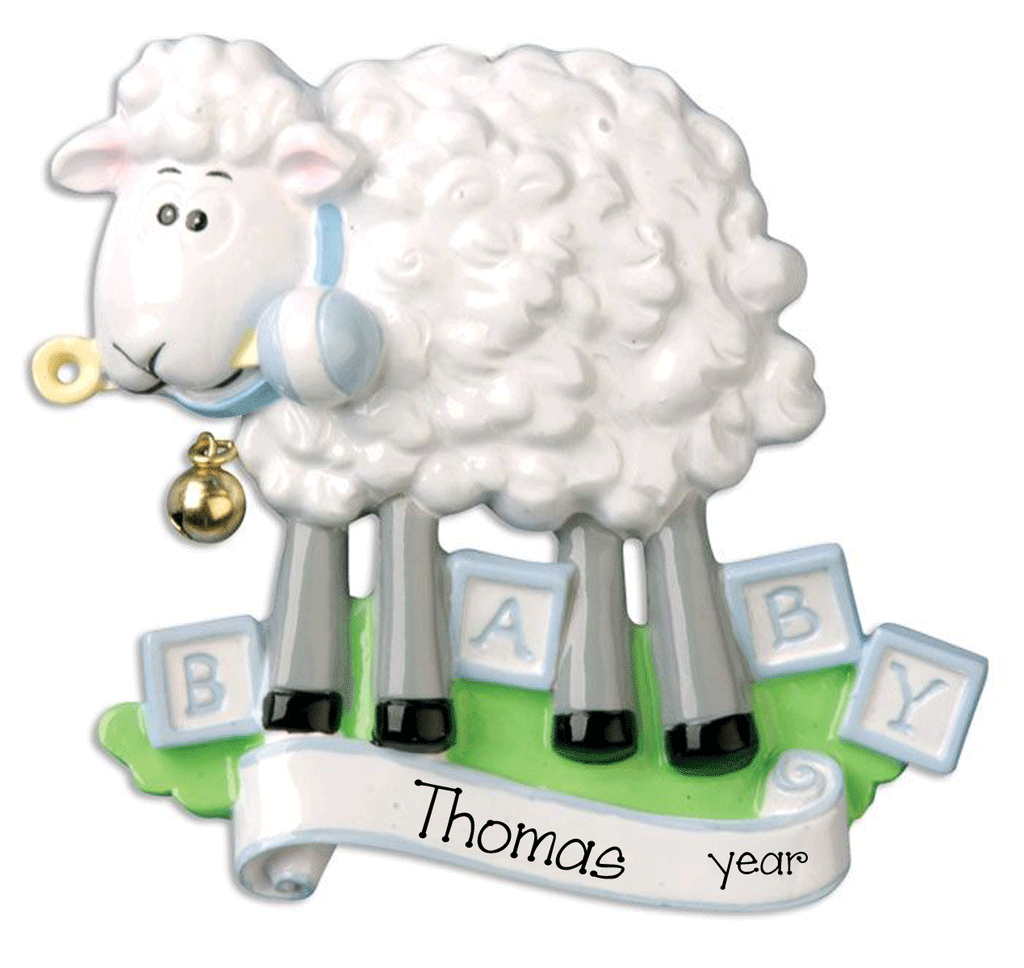 Baby Boy Sheep - Personalized Ornament