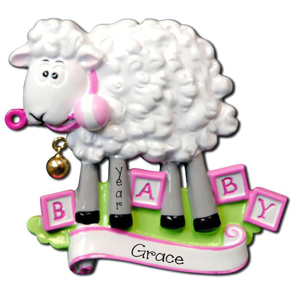 Baby Girl Sheep - Personalized Ornament