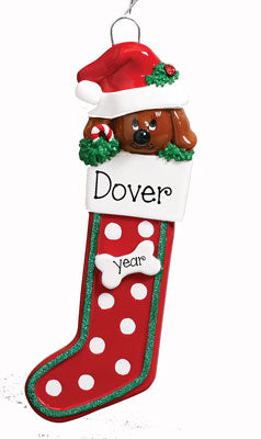 DOG in Christmas Stocking~Personalized Christmas Ornament