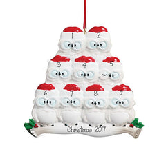 FAMILY OF 9 white owls ORNAMENT / MY PERSONALIZED ORNAMENTS