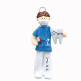 BRUNETTE MALE DENTAL HYGIENIST ORNAMENT / MY PERSONALIZED ORNAMENTS