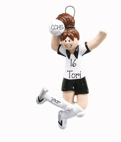 Female volleyball Player Brunette ~ Personalized Christmas Ornament