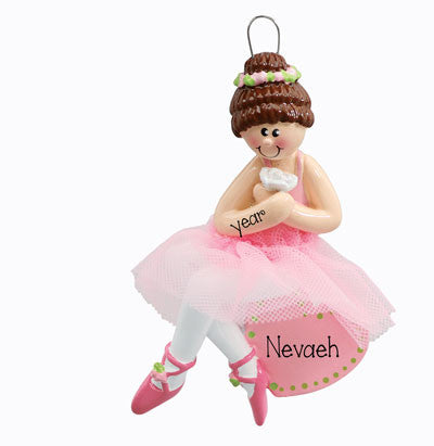 Pink Heart Ballet Dancer ~ Personalized Christmas Ornament
