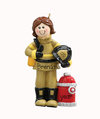 Female FIREFIGHTER ~Personalized Christmas Ornament