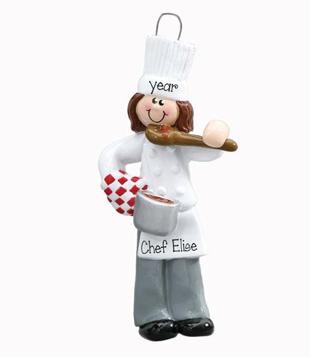 CHEF OR COOK Female Personalized Ornament