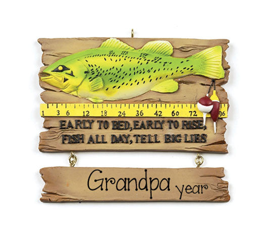 Early to bed, Early to Rise... Grandpa Fishing Ornament