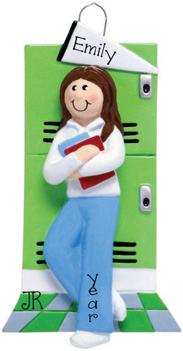 GIRL GREEN HIGH SCHOOL/JR HIGH SCHOOL LOCKER ORNAMENT / MY PERSONALIZED ORNAMENTS