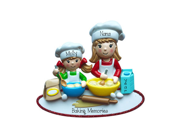 Little Girl Baking with Nana~Personalized Christmas Ornament