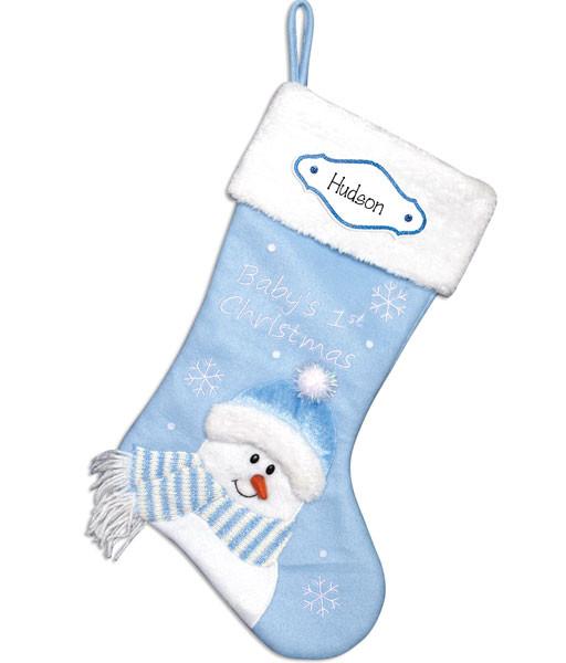 BABY BOY'S 1ST PERSONALIZED CHRISTMAS STOCKING