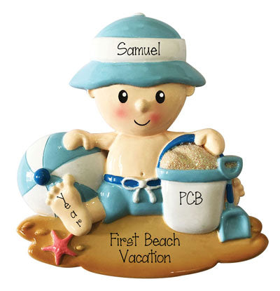 Little Boy Playing in the Sand~Personalized Ornament