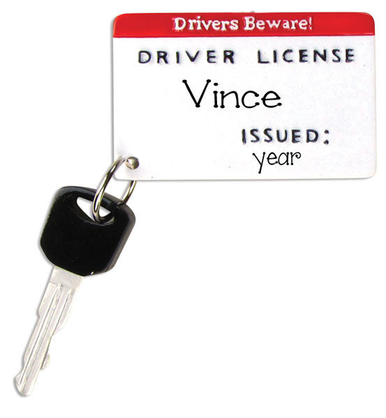 DRIVERS LICENSE WITH KEYS PERSONALIZED CHRISTMAS ORNAMENT
