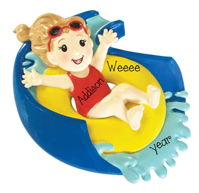 Girl Water Slide~Personalized Ornament