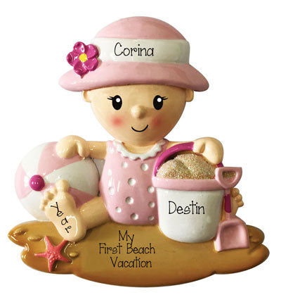 Little Girl Playing in the Sand~Personalized Ornament