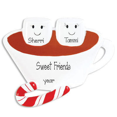 Hot Chocolate with two Marshmallows for Friends~Personalized Ornament