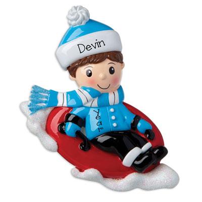 Boy Snow Tubing~Personalized Ornament