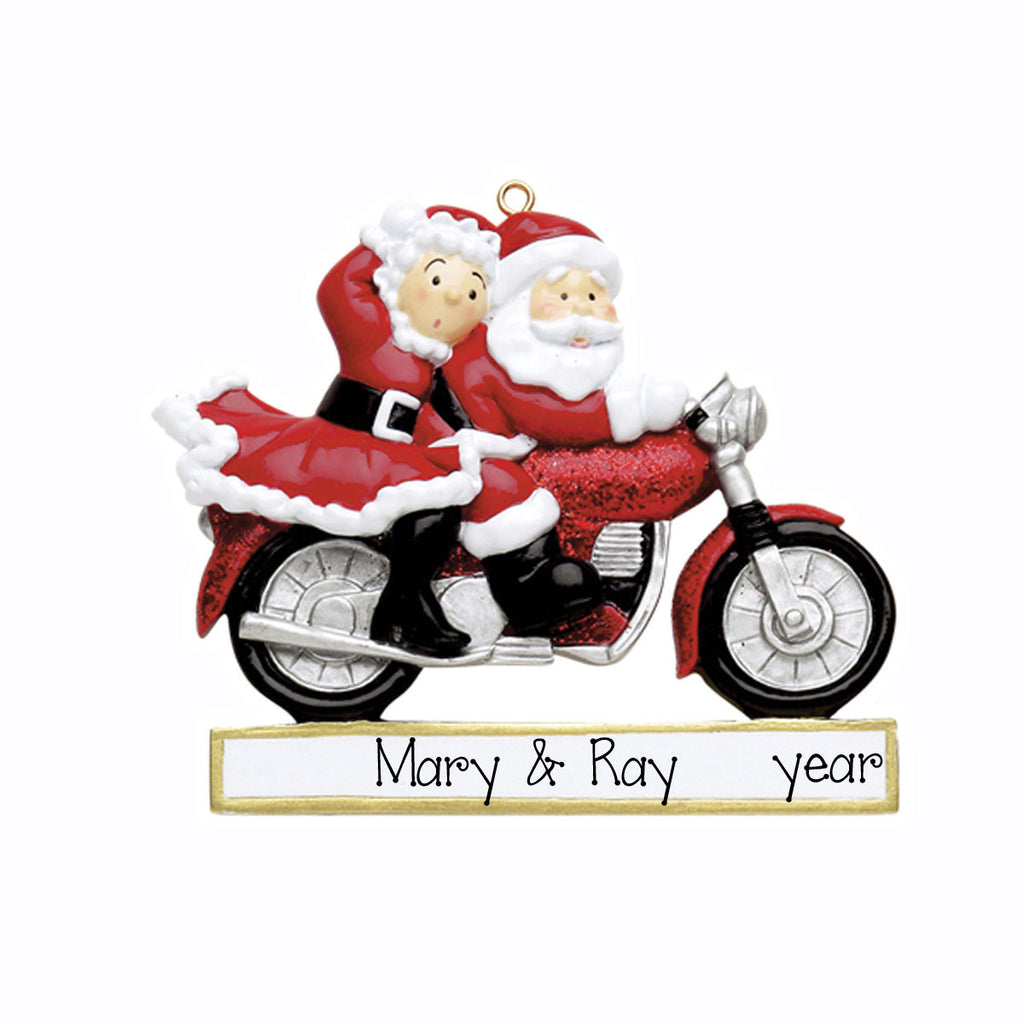Mr & Mrs Claus Motorcycle Ornament