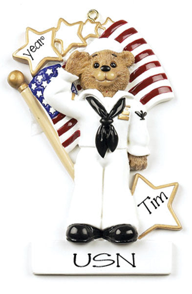 NAVY BEAR - Personalized Ornament