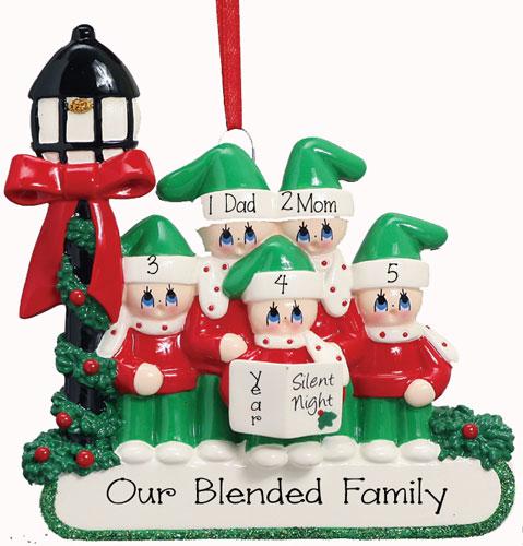 CAROLER~Family of 5~Personalized Christmas Ornament