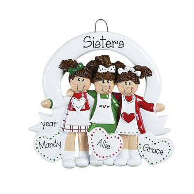 SISTERS for 3~Personalized Christmas Ornament