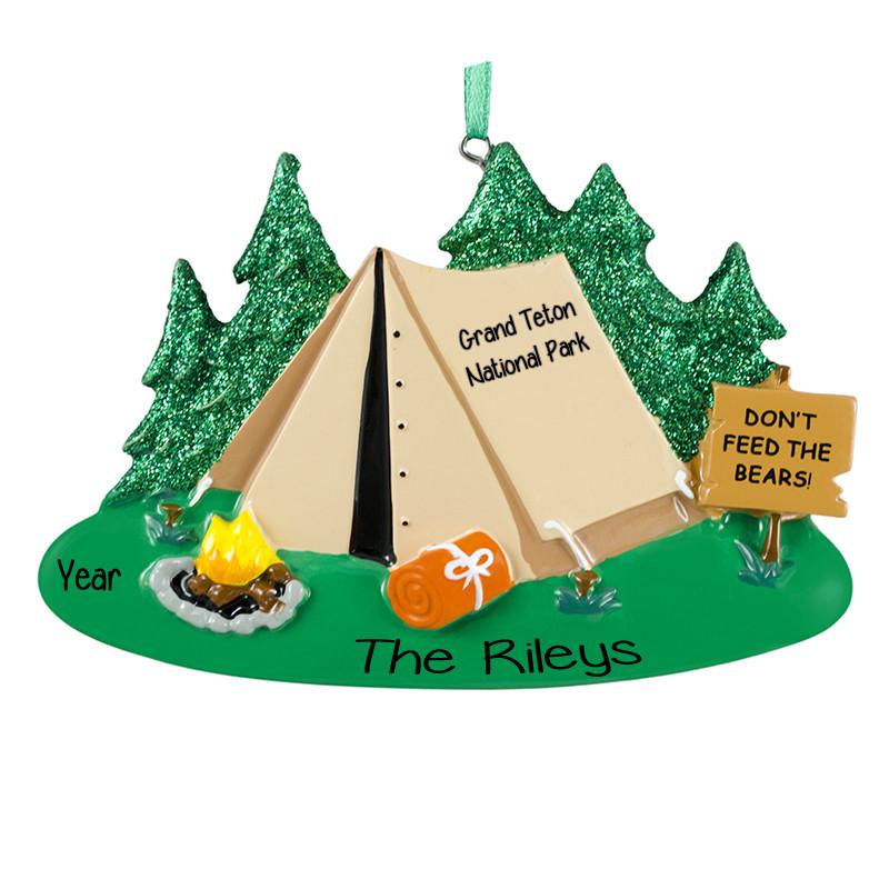 Camping Tent~Personalized Christmas Ornament