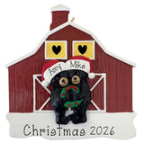 Personalized Black Bear Couple Christmas Ornament – Red Barn Bear Keepsake