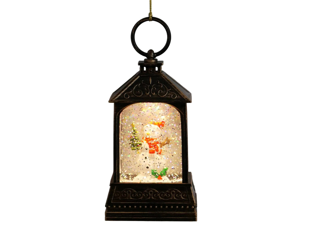 5.4" Lighted Snowman Lantern Glitter Globe Ornament