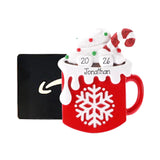 Personalized Hot Cocoa Money Holder, Red Hot Chocolate Mug Gift Card Holder Christmas Ornament