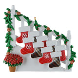 Personalized Family of 9 Bannister Ornament, Nine Grandkids Staircase Stockings Christmas Keepsake