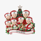 Personalized 7 Grandkids Christmas Morning Christmas Ornament, Family of 7