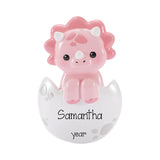 Baby Girl Pink Triceratops Christmas Ornament, First Christmas Keepsake, Hand-Personalized