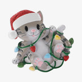 Personalized Cat Tangled in Lights Christmas Ornament, Kitty Cat Lover Gift