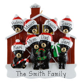 Personalized Family of 8 Christmas Tree Ornament, 8 GRANDKIDS Keepsake, Christmas Morning
