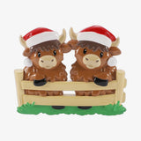 Cute Highland Cow Personalized Couple's Christmas Ornament, Family of 2 Keepsake