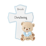 Personalized Child Bear with Blue Cross Ornament ~ Baby Boy Memorial Ornament ~ Christening Ornament for a Boy ~ Child memorial Ornament