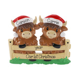 Cute Highland Cow Personalized Couple's Christmas Ornament, Family of 2 Keepsake