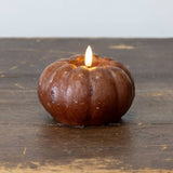 3.5" BRONZE 3D FLAME SHORT PUMPKIN CANDLE