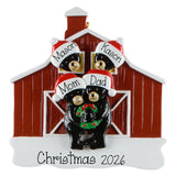 Personalized Black Bear Family of 4 Christmas Ornament – Red Barn Family or Grandkids Keepsake